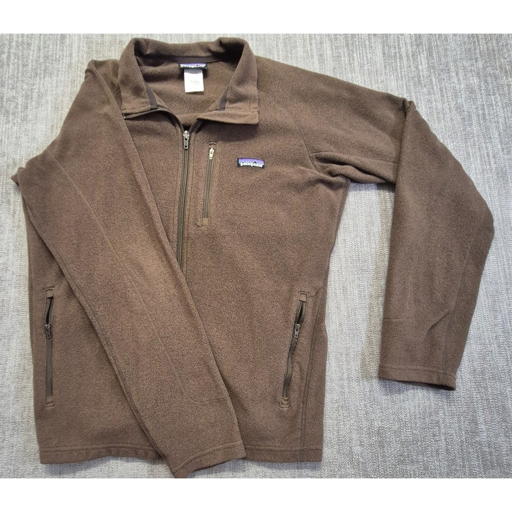 Patagonia men's Pique Knit fleece Jacket brown Full Zip Outdoors Size M 25780